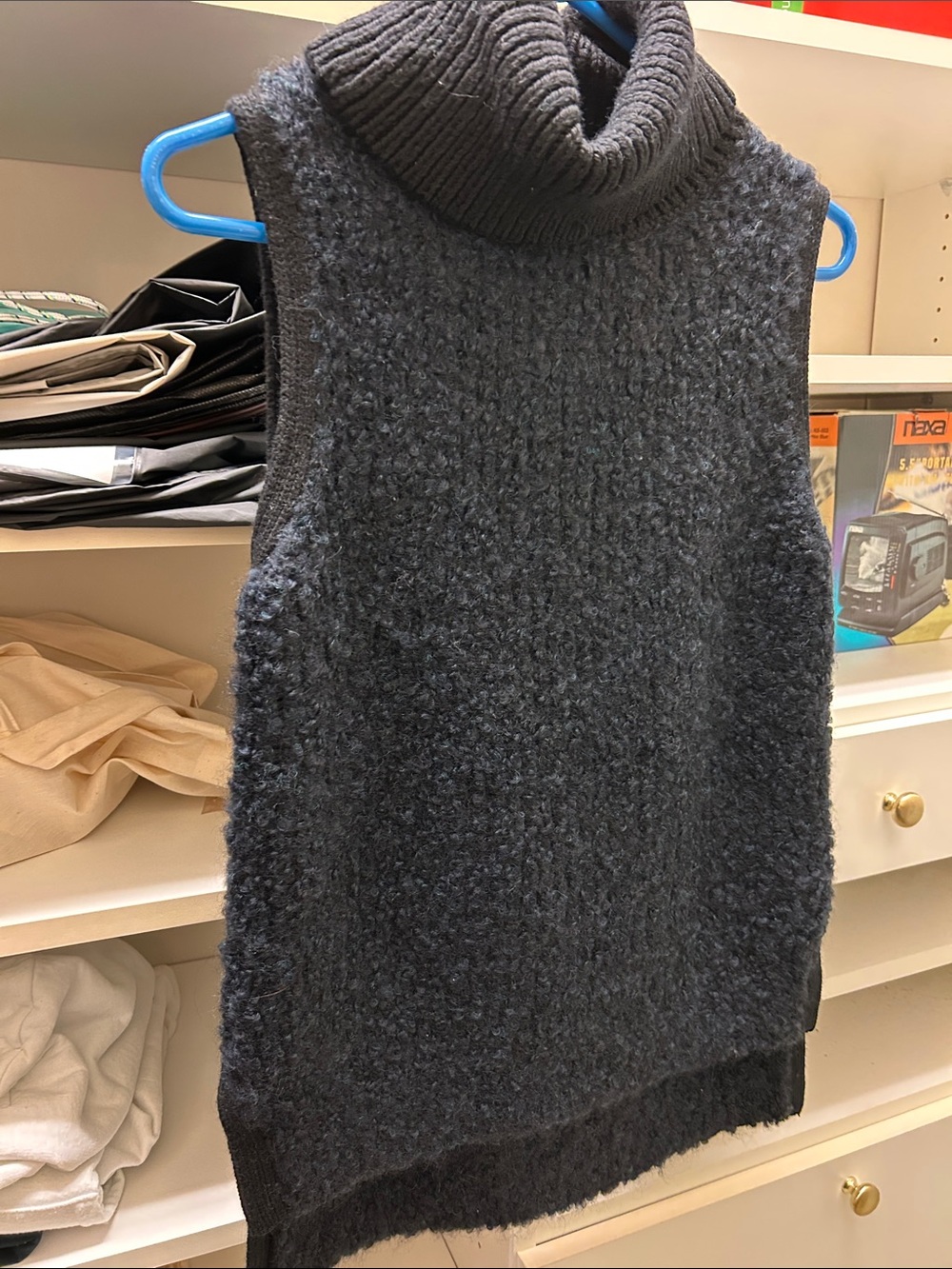 rag & bone Sleeveless Turtleneck Sweater Vest in Dark navy blue